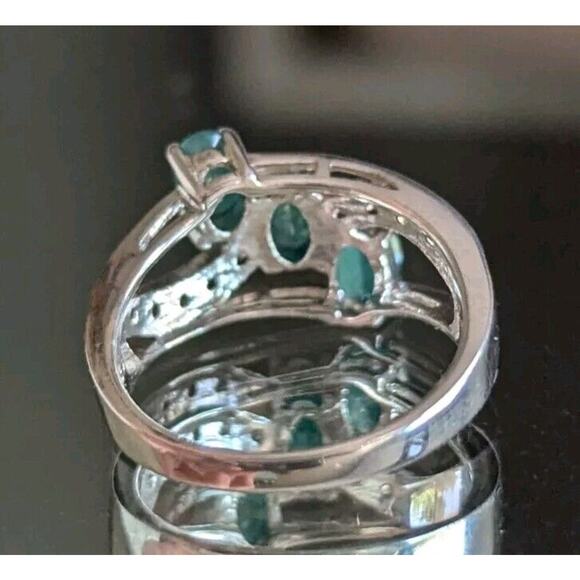 Blue Green Grandidierite CZ Sterling Silver Ring Sz 7.5 Gemstone